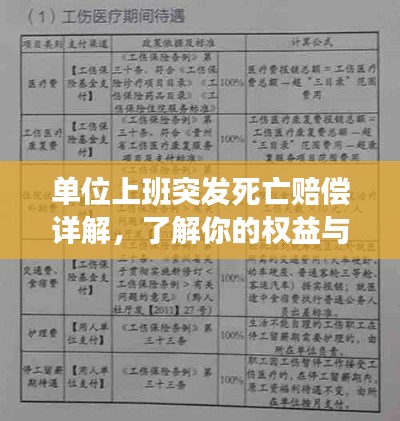 单位上班突发死亡赔偿详解,了解你的权益与保障!